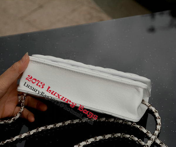 Chanel mini Flap Bag White Sheepskin Leather A33814 Silver Chanel mini Flap Bag White Sheepskin Leather A33814 Silver