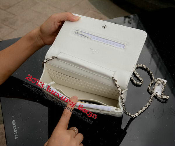 Chanel mini Flap Bag White Sheepskin Leather A33814 Silver Chanel mini Flap Bag White Sheepskin Leather A33814 Silver