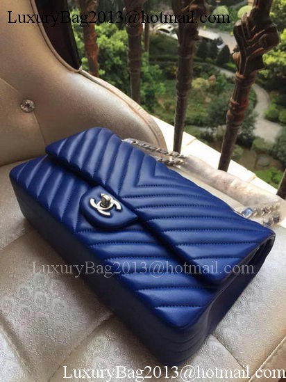Chanel 2.55 Series Flap Bag Blue Lambskin Chevron Leather A01112 Silver Chanel 2.55 Series Flap Bag Blue Lambskin Chevron Leather A01112 Silver
