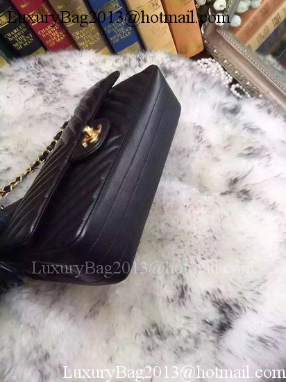 Chanel 2.55 Series Flap Bag Lambskin Chevron Leather A05475 Black Chanel 2.55 Series Flap Bag Lambskin Chevron Leather A05475 Black