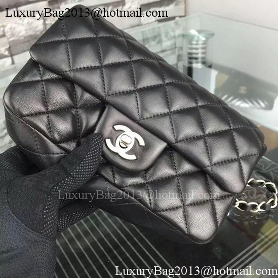 Chanel Classic mini Flap Bag Black Sheepskin Leather A67350 Silver Chanel Classic mini Flap Bag Black Sheepskin Leather A67350 Silver