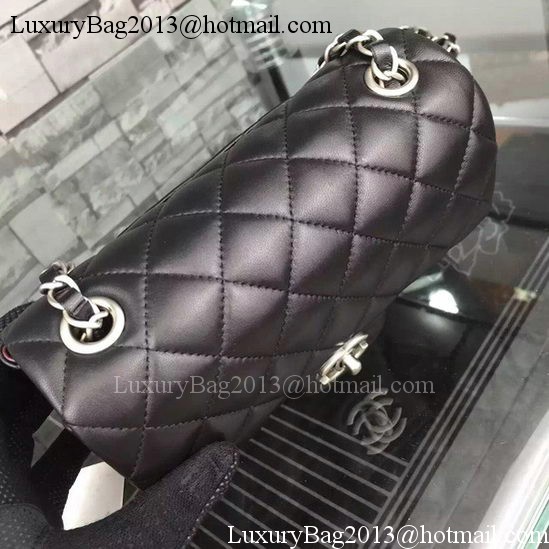 Chanel Classic mini Flap Bag Black Sheepskin Leather A67350 Silver Chanel Classic mini Flap Bag Black Sheepskin Leather A67350 Silver