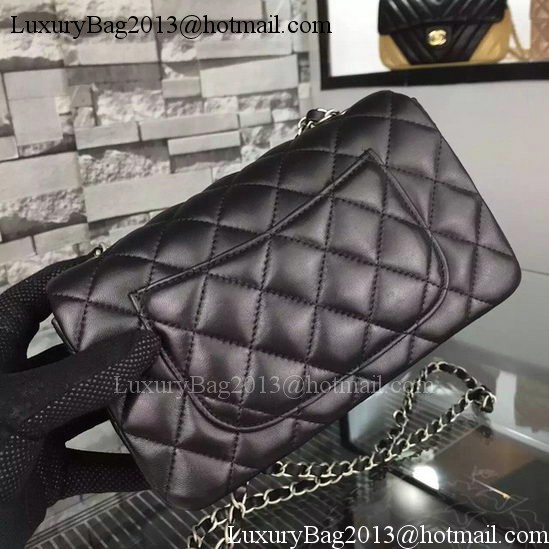 Chanel Classic mini Flap Bag Black Sheepskin Leather A67350 Silver Chanel Classic mini Flap Bag Black Sheepskin Leather A67350 Silver