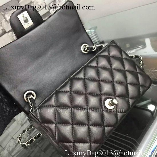Chanel Classic mini Flap Bag Black Sheepskin Leather A67350 Silver Chanel Classic mini Flap Bag Black Sheepskin Leather A67350 Silver