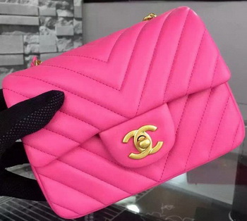 Chanel Classic mini Flap Bag Chevron Sheepskin Leather A68748 Rose Chanel Classic mini Flap Bag Chevron Sheepskin Leather A68748 Rose