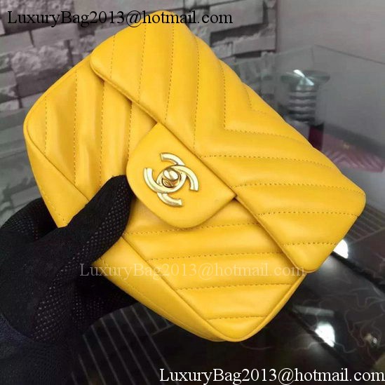 Chanel Classic mini Flap Bag Chevron Sheepskin Leather A68748 Yellow Chanel Classic mini Flap Bag Chevron Sheepskin Leather A68748 Yellow