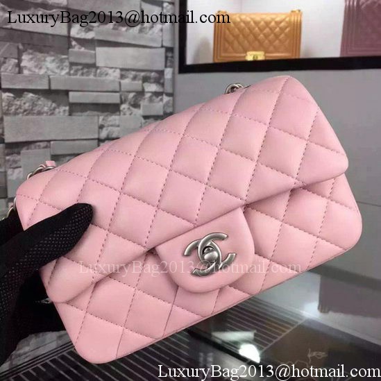 Chanel Classic mini Flap Bag Pink Sheepskin Leather A67350 Silver Chanel Classic mini Flap Bag Pink Sheepskin Leather A67350 Silver