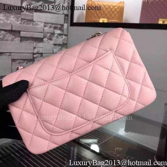 Chanel Classic mini Flap Bag Pink Sheepskin Leather A67350 Silver Chanel Classic mini Flap Bag Pink Sheepskin Leather A67350 Silver