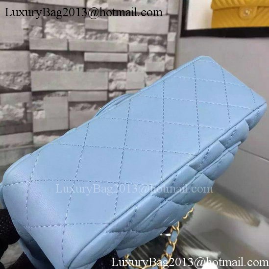 Chanel Classic mini Flap Bag SkyBlue Sheepskin Leather A67350 Gold Chanel Classic mini Flap Bag SkyBlue Sheepskin Leather A67350 Gold