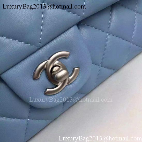 Chanel Classic mini Flap Bag SkyBlue Sheepskin Leather A67350 Silver Chanel Classic mini Flap Bag SkyBlue Sheepskin Leather A67350 Silver