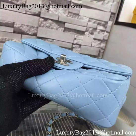 Chanel Classic mini Flap Bag SkyBlue Sheepskin Leather A67350 Silver Chanel Classic mini Flap Bag SkyBlue Sheepskin Leather A67350 Silver