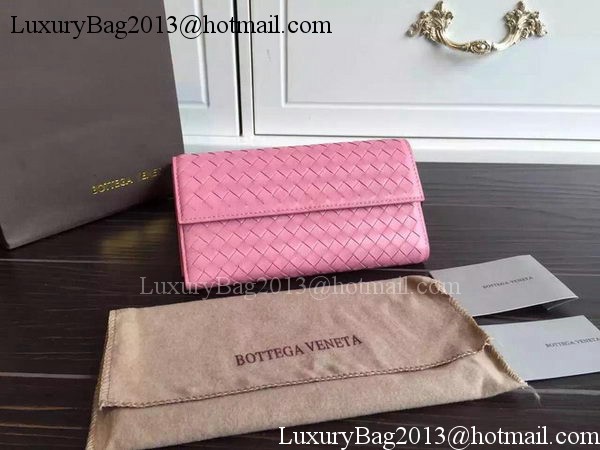 Bottega Veneta Intrecciato Nappa Tri-Flod Wallet BV150507 Pink Bottega Veneta Intrecciato Nappa Tri-Flod Wallet BV150507 Pink