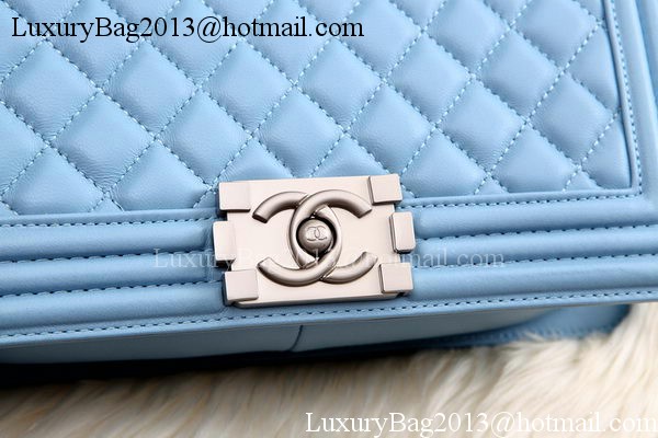 Boy Chanel Flap Shoulder Bag SkyBlue Sheepskin Leather A67086 Silver Boy Chanel Flap Shoulder Bag SkyBlue Sheepskin Leather A67086 Silver