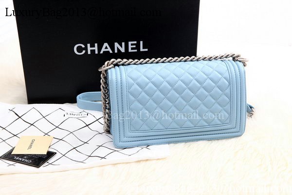 Boy Chanel Flap Shoulder Bag SkyBlue Sheepskin Leather A67086 Silver Boy Chanel Flap Shoulder Bag SkyBlue Sheepskin Leather A67086 Silver
