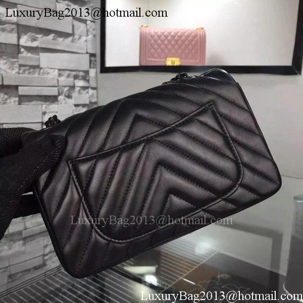 Chanel mini Classic Flap Bag Black Original Sheepskin Chevron Leather CHA5500 Black Chanel mini Classic Flap Bag Black Original Sheepskin Chevron Leather CHA5500 Black
