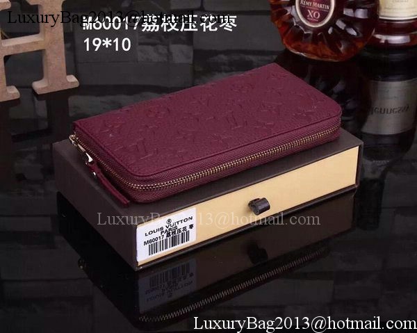 Louis Vuitton Monogram Empreinte Zippy Wallets M60017 Burgundy Louis Vuitton Monogram Empreinte Zippy Wallets M60017 Burgundy