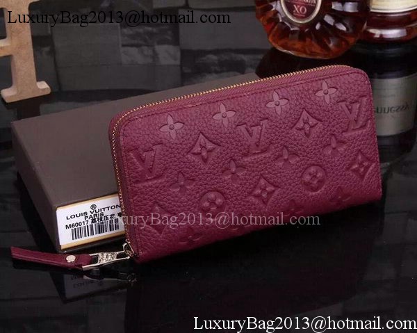 Louis Vuitton Monogram Empreinte Zippy Wallets M60017 Burgundy Louis Vuitton Monogram Empreinte Zippy Wallets M60017 Burgundy