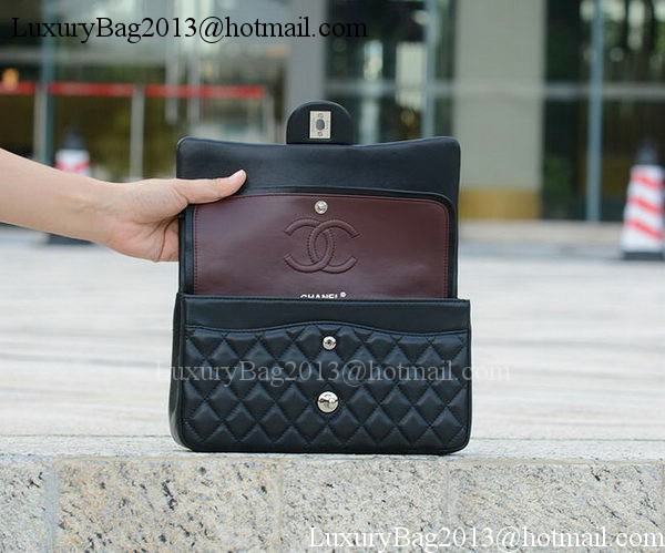 Chanel 2.55 Series Flap Bag Black Sheepskin Leather A1112 Silver Chanel 2.55 Series Flap Bag Black Sheepskin Leather A1112 Silver
