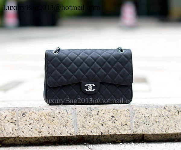 Chanel Jumbo Classic Black Cannage Pattern Flap Bag A58600 Silver Chanel Jumbo Classic Black Cannage Pattern Flap Bag A58600 Silver