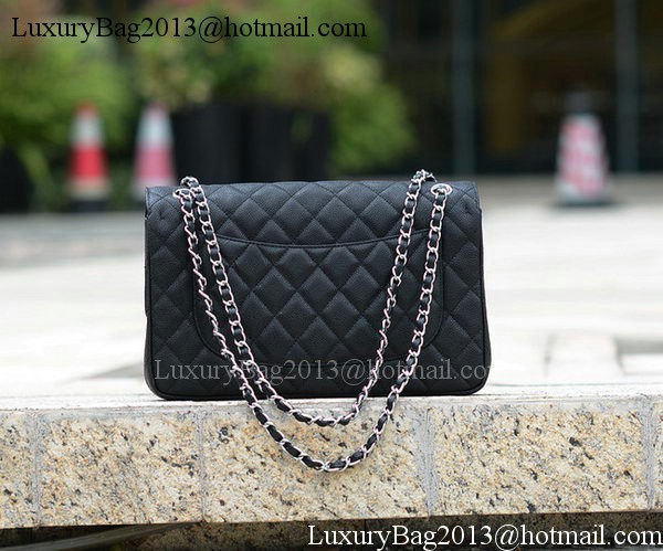 Chanel Jumbo Classic Black Cannage Pattern Flap Bag A58600 Silver Chanel Jumbo Classic Black Cannage Pattern Flap Bag A58600 Silver