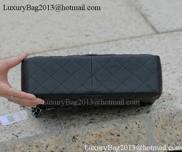 Chanel Jumbo Classic Black Cannage Pattern Flap Bag A58600 Silver Chanel Jumbo Classic Black Cannage Pattern Flap Bag A58600 Silver