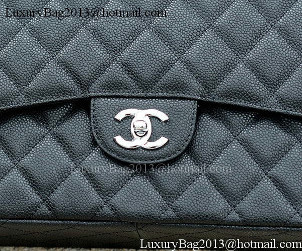 Chanel Jumbo Classic Black Cannage Pattern Flap Bag A58600 Silver Chanel Jumbo Classic Black Cannage Pattern Flap Bag A58600 Silver
