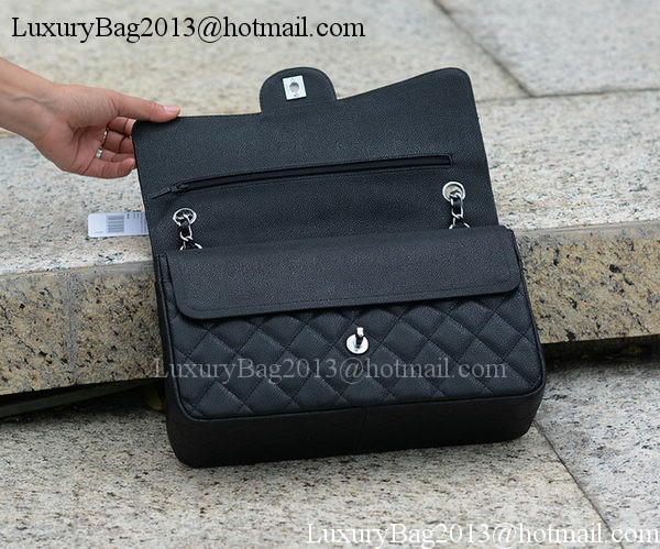 Chanel Jumbo Classic Black Cannage Pattern Flap Bag A58600 Silver Chanel Jumbo Classic Black Cannage Pattern Flap Bag A58600 Silver