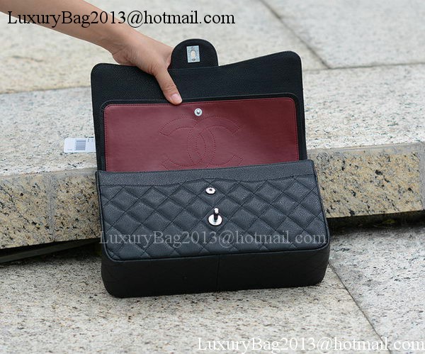 Chanel Jumbo Classic Black Cannage Pattern Flap Bag A58600 Silver Chanel Jumbo Classic Black Cannage Pattern Flap Bag A58600 Silver