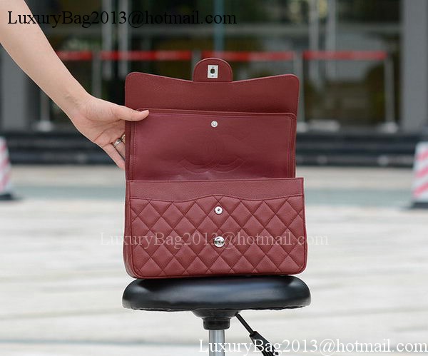 Chanel Jumbo Classic Burgundy Cannage Pattern Flap Bag A58600 Silver Chanel Jumbo Classic Burgundy Cannage Pattern Flap Bag A58600 Silver