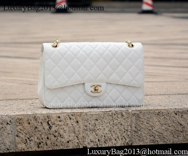 Chanel Jumbo Classic White Cannage Pattern Flap Bag A58600 Gold Chanel Jumbo Classic White Cannage Pattern Flap Bag A58600 Gold