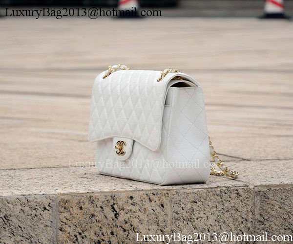 Chanel Jumbo Classic White Cannage Pattern Flap Bag A58600 Gold Chanel Jumbo Classic White Cannage Pattern Flap Bag A58600 Gold