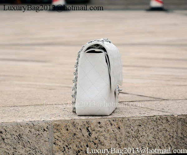 Chanel Jumbo Classic White Cannage Pattern Flap Bag A58600 Silver Chanel Jumbo Classic White Cannage Pattern Flap Bag A58600 Silver