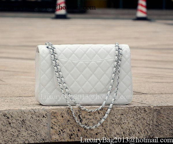 Chanel Jumbo Classic White Cannage Pattern Flap Bag A58600 Silver Chanel Jumbo Classic White Cannage Pattern Flap Bag A58600 Silver