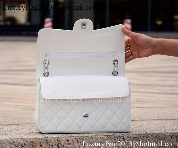 Chanel Jumbo Classic White Cannage Pattern Flap Bag A58600 Silver Chanel Jumbo Classic White Cannage Pattern Flap Bag A58600 Silver