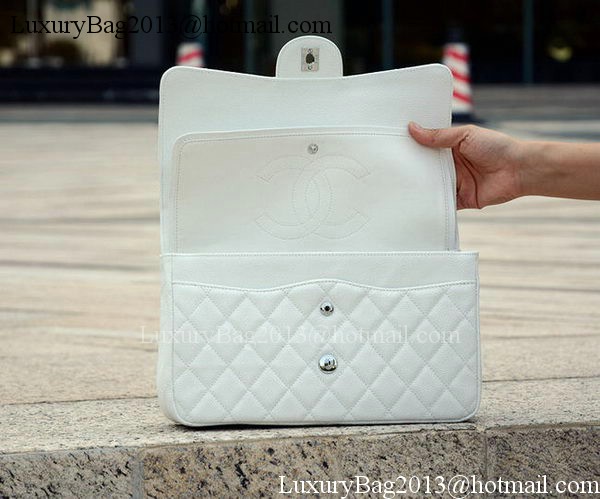 Chanel Jumbo Classic White Cannage Pattern Flap Bag A58600 Silver Chanel Jumbo Classic White Cannage Pattern Flap Bag A58600 Silver