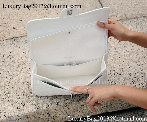 Chanel Jumbo Classic White Cannage Pattern Flap Bag A58600 Silver Chanel Jumbo Classic White Cannage Pattern Flap Bag A58600 Silver