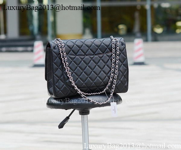 Chanel Maxi Quilted Classic Flap Bag Black Sheepskin A58601 Silver Chanel Maxi Quilted Classic Flap Bag Black Sheepskin A58601 Silver