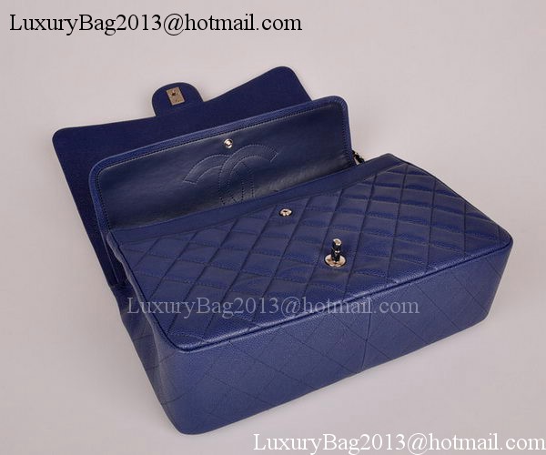 Chanel Maxi Quilted Classic Flap Bag Blue Cannage Pattern A58601 Silver Chanel Maxi Quilted Classic Flap Bag Blue Cannage Pattern A58601 Silver