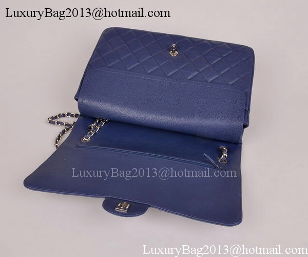 Chanel Maxi Quilted Classic Flap Bag Blue Cannage Pattern A58601 Silver Chanel Maxi Quilted Classic Flap Bag Blue Cannage Pattern A58601 Silver
