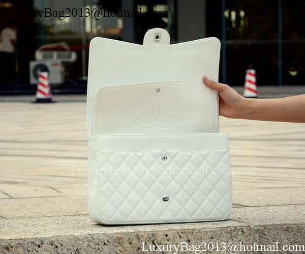 Chanel Maxi Quilted Classic Flap Bag White Cannage Pattern A58601 Silver Chanel Maxi Quilted Classic Flap Bag White Cannage Pattern A58601 Silver
