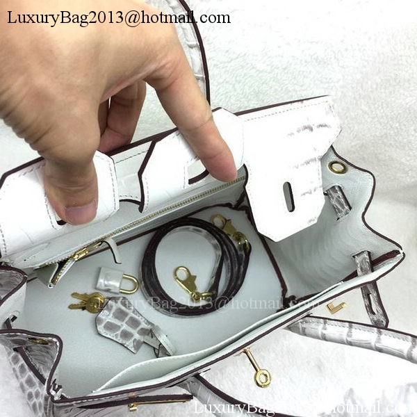 Hermes Birkin 25CM Tote Bag Croco Leather H25TCO OffWhite Hermes Birkin 25CM Tote Bag Croco Leather H25TCO OffWhite