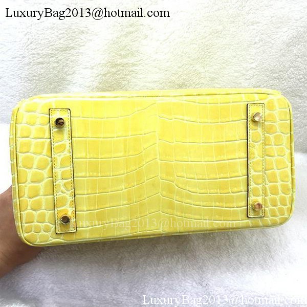 Hermes Birkin 25CM Tote Bag Croco Leather H25TCO Yellow Hermes Birkin 25CM Tote Bag Croco Leather H25TCO Yellow