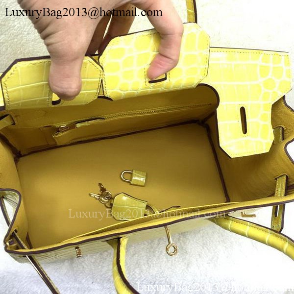 Hermes Birkin 25CM Tote Bag Croco Leather H25TCO Yellow Hermes Birkin 25CM Tote Bag Croco Leather H25TCO Yellow