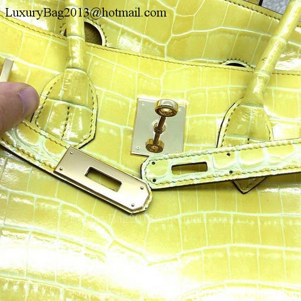Hermes Birkin 25CM Tote Bag Croco Leather H25TCO Yellow Hermes Birkin 25CM Tote Bag Croco Leather H25TCO Yellow