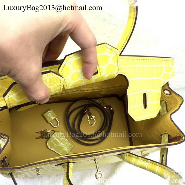 Hermes Birkin 25CM Tote Bag Croco Leather H25TCO Yellow Hermes Birkin 25CM Tote Bag Croco Leather H25TCO Yellow