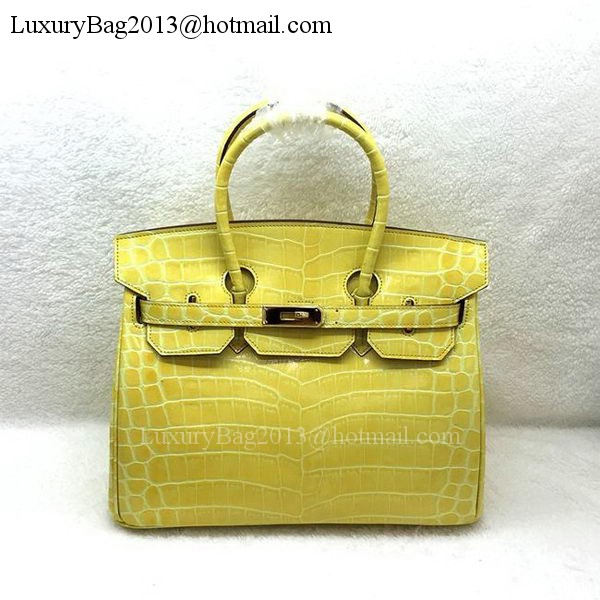 Hermes Birkin 25CM Tote Bag Croco Leather H25TCO Yellow Hermes Birkin 25CM Tote Bag Croco Leather H25TCO Yellow