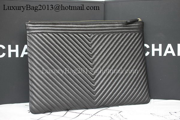 Boy Chanel Chevron Black Sheepskin Leather Clutch A69253 Boy Chanel Chevron Black Sheepskin Leather Clutch A69253