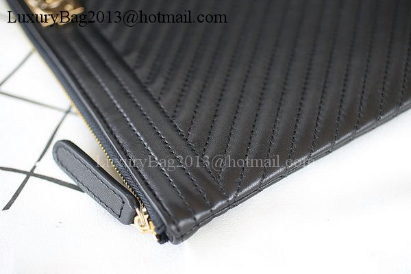 Boy Chanel Chevron Black Sheepskin Leather Clutch A69253 Boy Chanel Chevron Black Sheepskin Leather Clutch A69253