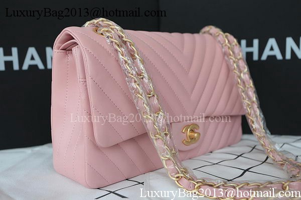 Chanel 2.55 Series Flap Bag Lambskin Chevron Leather A1112CF Pink Chanel 2.55 Series Flap Bag Lambskin Chevron Leather A1112CF Pink