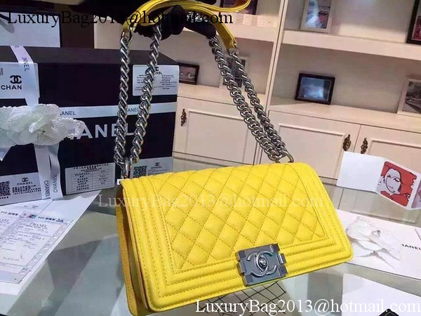 Chanel Boy Flap Shoulder Bags Deer Skin Leather A67086 Yellow Chanel Boy Flap Shoulder Bags Deer Skin Leather A67086 Yellow